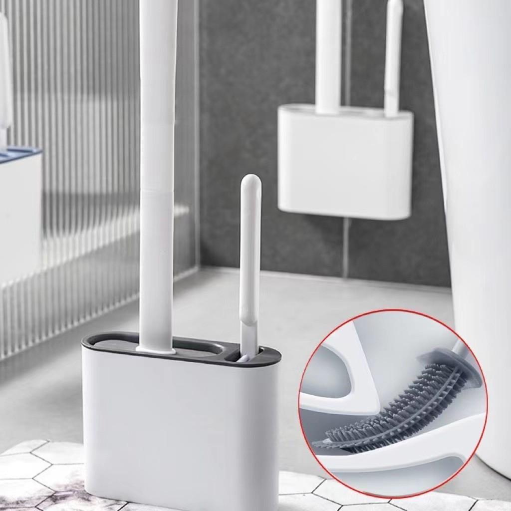 Toilet Silicone Brushes With Brush Holder Wall Mounted Cleaning Tool Bathroom