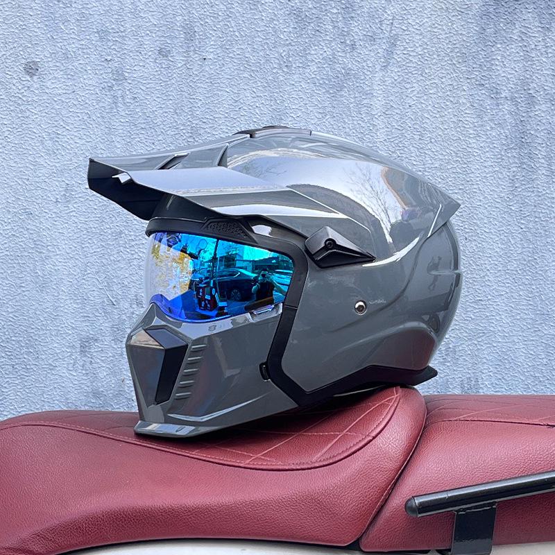 Orz Black Warrior Retro Motorcycle Helmet - Versatile Half/Full Helmet for Men & Women