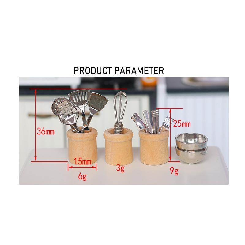 Miniature Kitchen Utensils Set 1:12 Scale Dollhouse Cookware Tools Dollhouse Kitchen Decoration Micro Scene Pretend Play