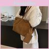 Vintage Solid Color Large Capacity Suede Women Casual Tote Bag With Card Bag