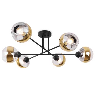 Asturia Black Ceiling Lamp 6-Flat Golden Lamp E27