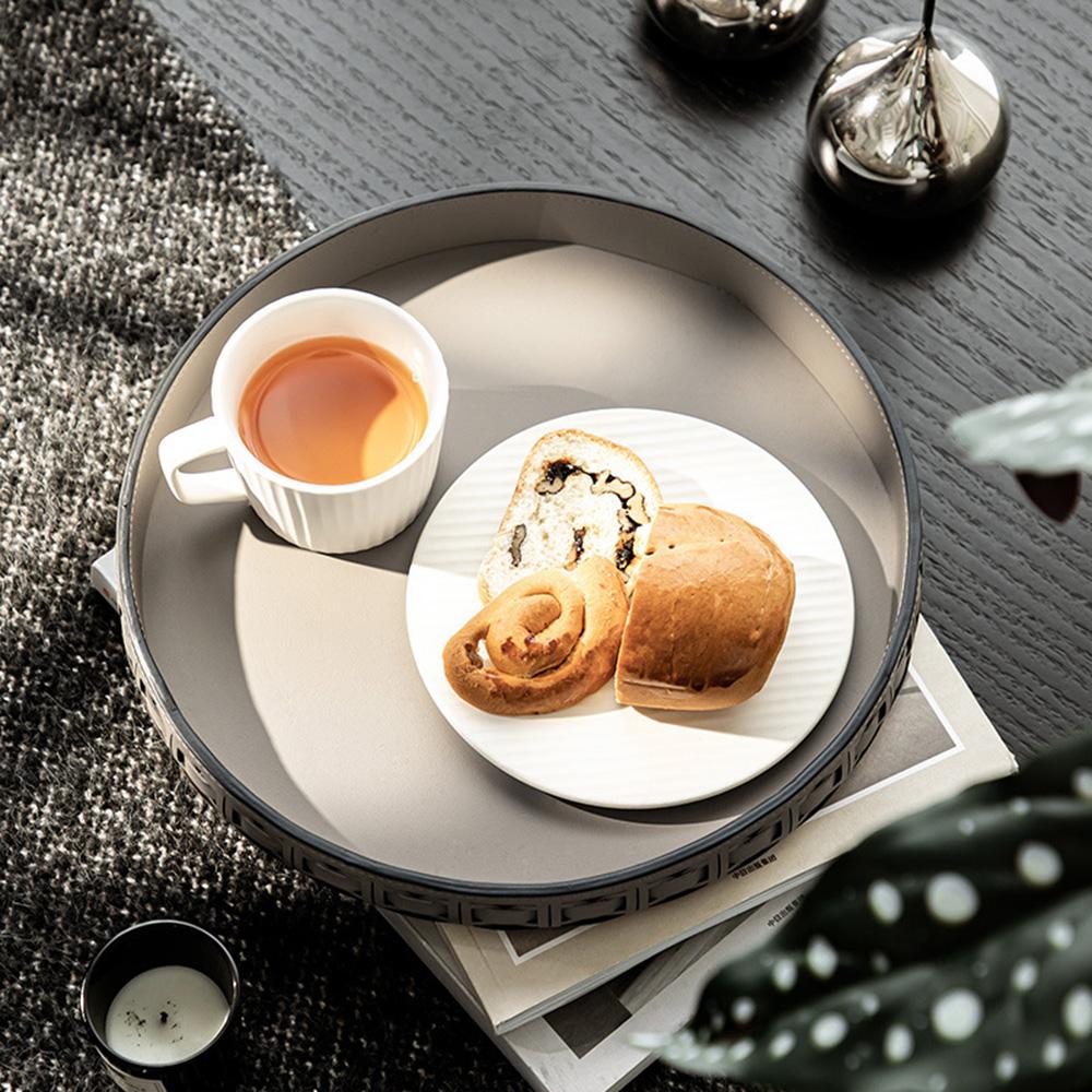 Light Luxury Round Key Storage Tray Living Room Leather Storage Tray Household Cosmetics Storage Tray New Decorative Ornaments