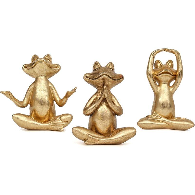 

Yoga Decor-Frog Statues 3Pcs Gold Frog Figurines For Home Office Bookshelf Shelves Sculptures Desk Table For Room золотой