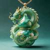 1Pcs Vintage Jewelry Ethnic Auspicious Gourd Blue Imitation Jade Pendant Necklace For Women Traditional Outfit Accessory Gift