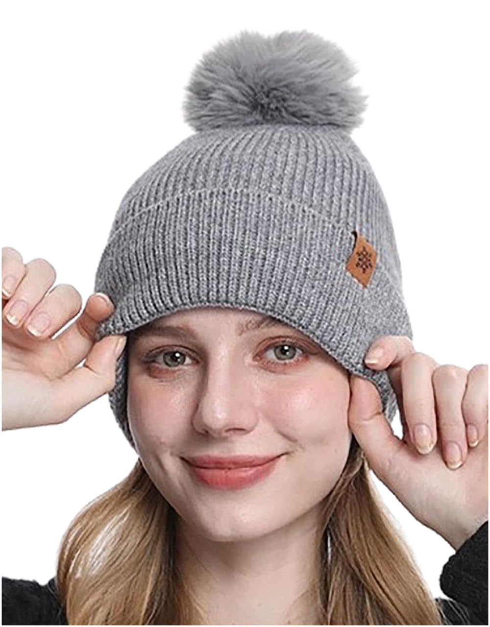 

Вязаная шапка простая толстая единый размер однотонная идеально подходит для горного M-Sing помпон, бини, катания на лыжах, гольфа, на флисовой подкладке, все, ветрозащитная, дышащая,