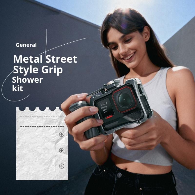 Aluminum Split Handle Grip For Action Cameras Detachable Metal Mounting Kit Enhances Stability For Outdoor Photography