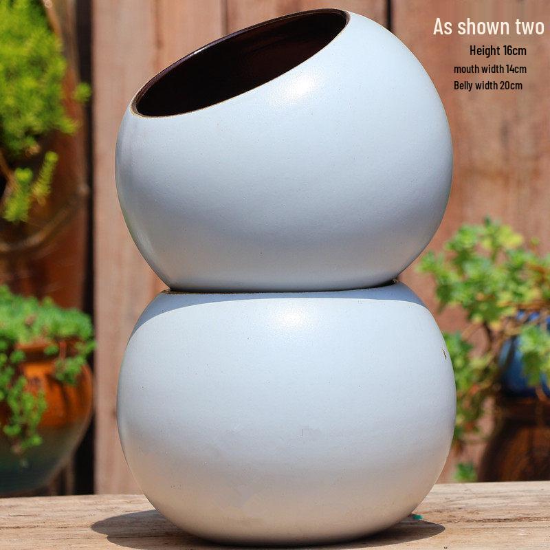 Handgefertigter weißer Grobkeramik-Blumentopf im europäischen Stil für Grünpflanzen, Rosen, Hortensien und Sukkulenten