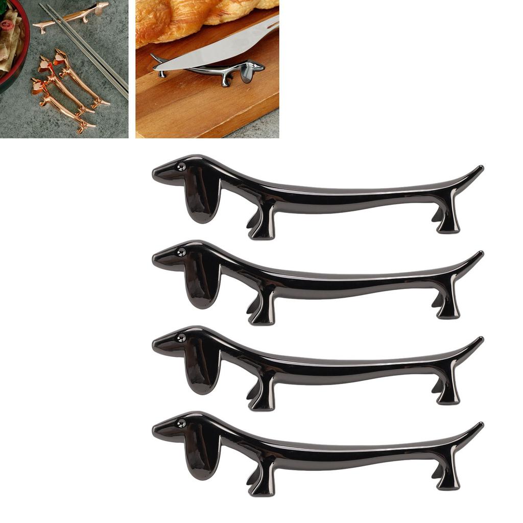 4 PCS Chopstick Rest Zinc Alloy Plating Reusable Dinner Spoon Stand for Holding Spoon Fork