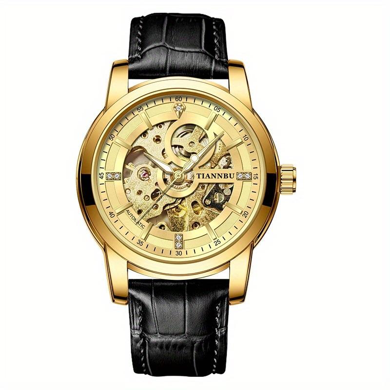 Męski Luksusowy Zegarek Mechaniczny Automatyczny Wodoodporny Sportowy Pasek ze Skóry PU Wodoodporny Zegarek Męski Zegarek Biznesowy Zegarek Męski Casual dla Mężczyzn prezenty