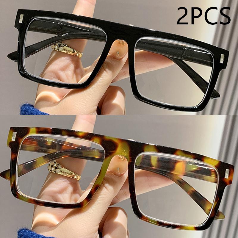 2/3PC New fashion large frame reading glasses trendy square frame rice nail middle-aged and elderly goggles reading glasses