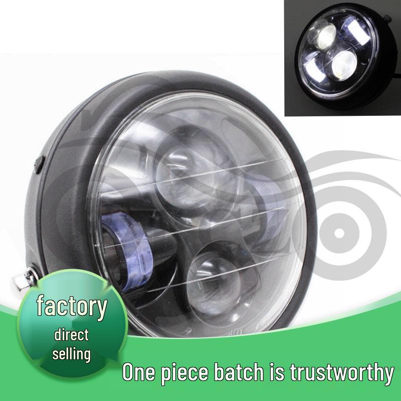 Retro LED Motorcycle Headlight with Angel Eye for CG125 GN125 and Harley Headlight