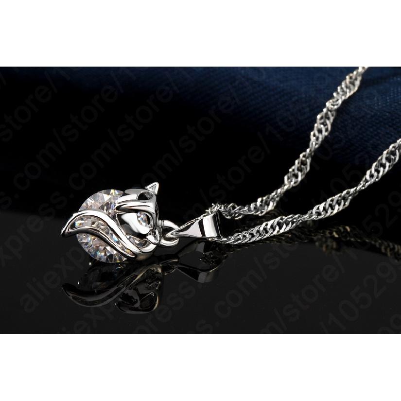 Sexy Lady's Party Wedding Jewelry Gift 925 Sterling Silver Cubic Zircon Fox Pendant Jewelry Sets Pretty Good Choices Item