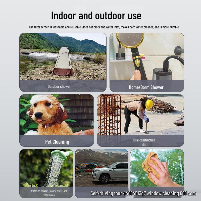 Portable Electric Shower Head Set for Outdoor and Home Use