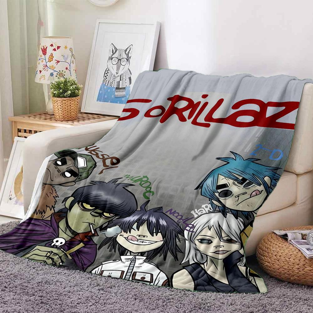 1Pc Gorillaz Urban Fantasy Blanket Soft And Comfortable Casual Warm Camping Travel Christmas Halloween Xmas Gift M928696