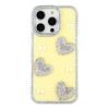 For iPhone 16 Pro Case Rhinestone Edge Pearl Love Decor TPU+PC IMD Phone Cover