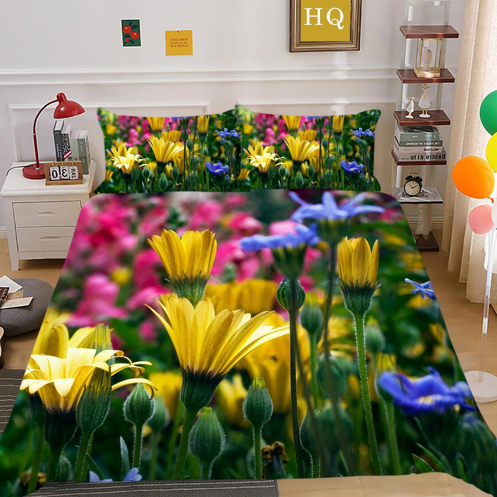 Flowers Printed Bed Set Cover Single Size Polyester Bed Clothes Girl Superior High Quality Bedroom Decor