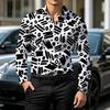 Retro Style Gradient Leopard Print Men's Shirt with Contrasting Print, Slim Fit Long Sleeved, Personalized Street Fashion Shirt