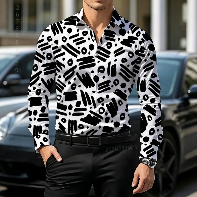 Retro Style Gradient Leopard Print Men's Shirt with Contrasting Print, Slim Fit Long Sleeved, Personalized Street Fashion Shirt