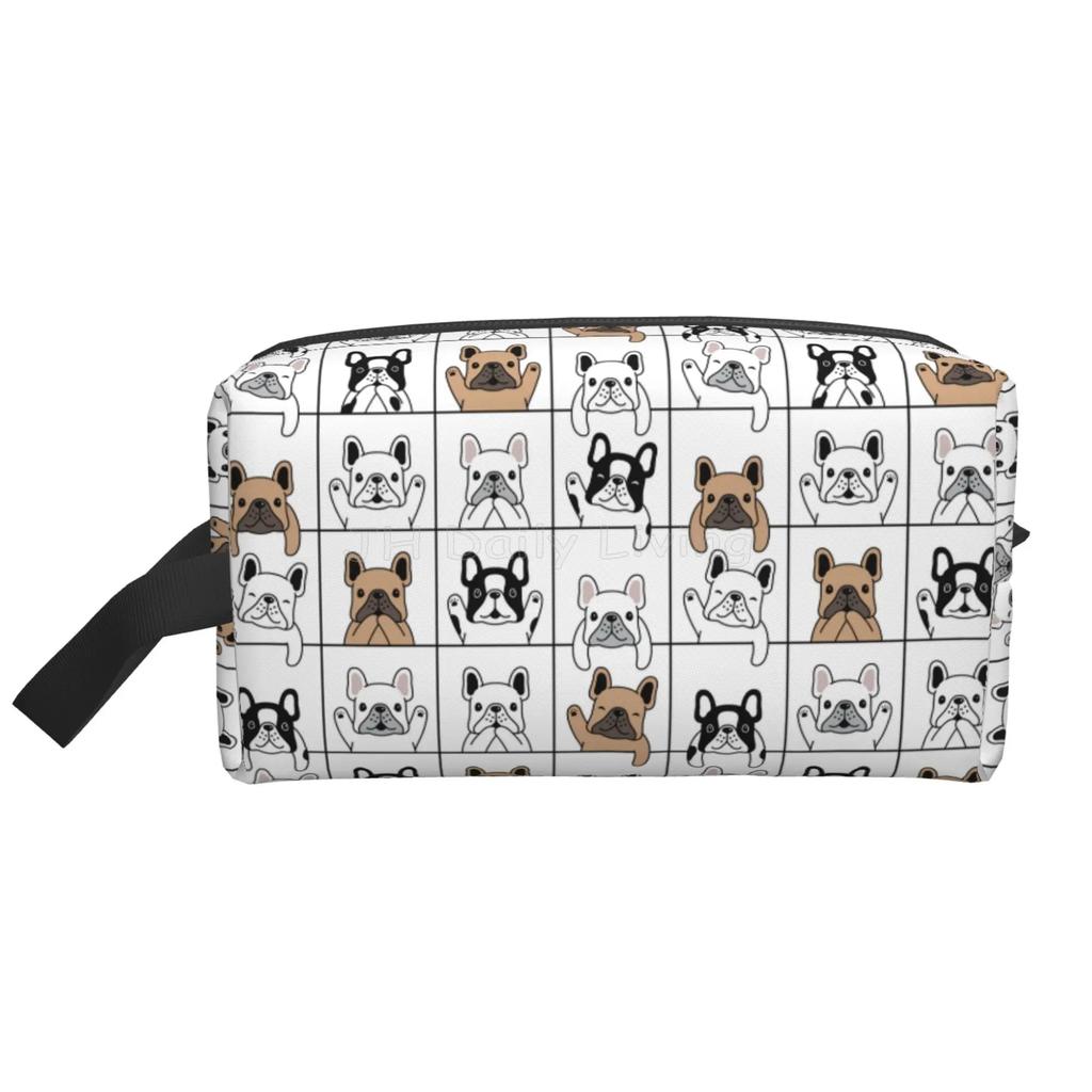 Torby do przechowywania buldoga francuskiego, urocza kosmetyczka dla szczeniaka, przenośna, o dużej pojemności, podróżne kosmetyczki, unisex, organizer na kosmetyki