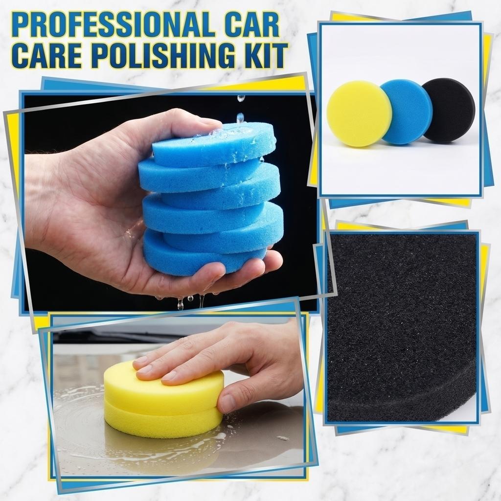 12pc Round Edge-Free Waxing Sponge Pads Car Care Polishing Cleaning Sponges for Automotive Detailing and Maintenance