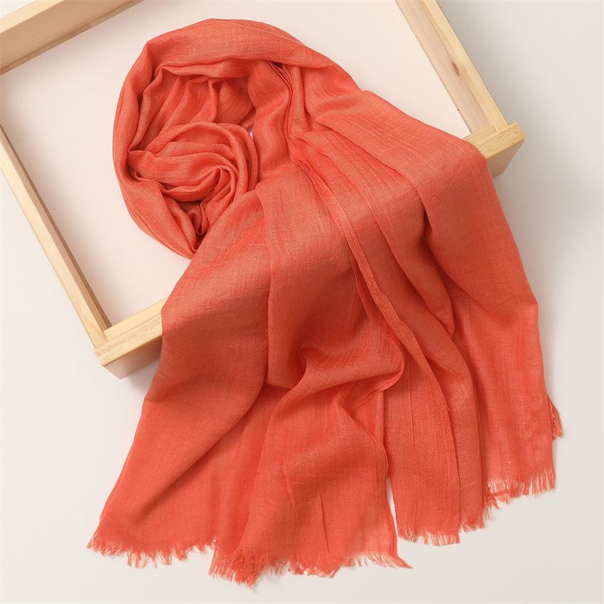 Foreign Trade Silk Scarf Cotton And Linen Headscarf Women'S Spring And Summer Solid Color Japanese And Korean Scarf Sun Protection Warm Shawl Hair