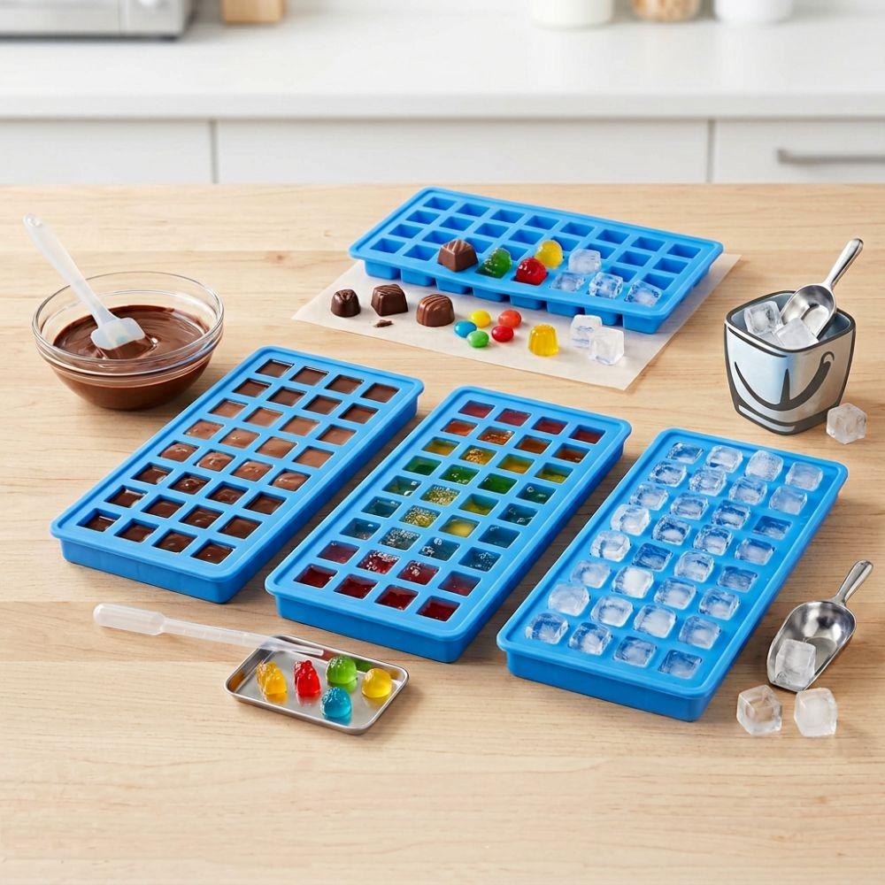 Reusable 40 Grids Ice Tray Square Shape Food Grade Silicone Candy Mold Dishwasher Safe Non Stick Ice Cubes Maker Kitchen