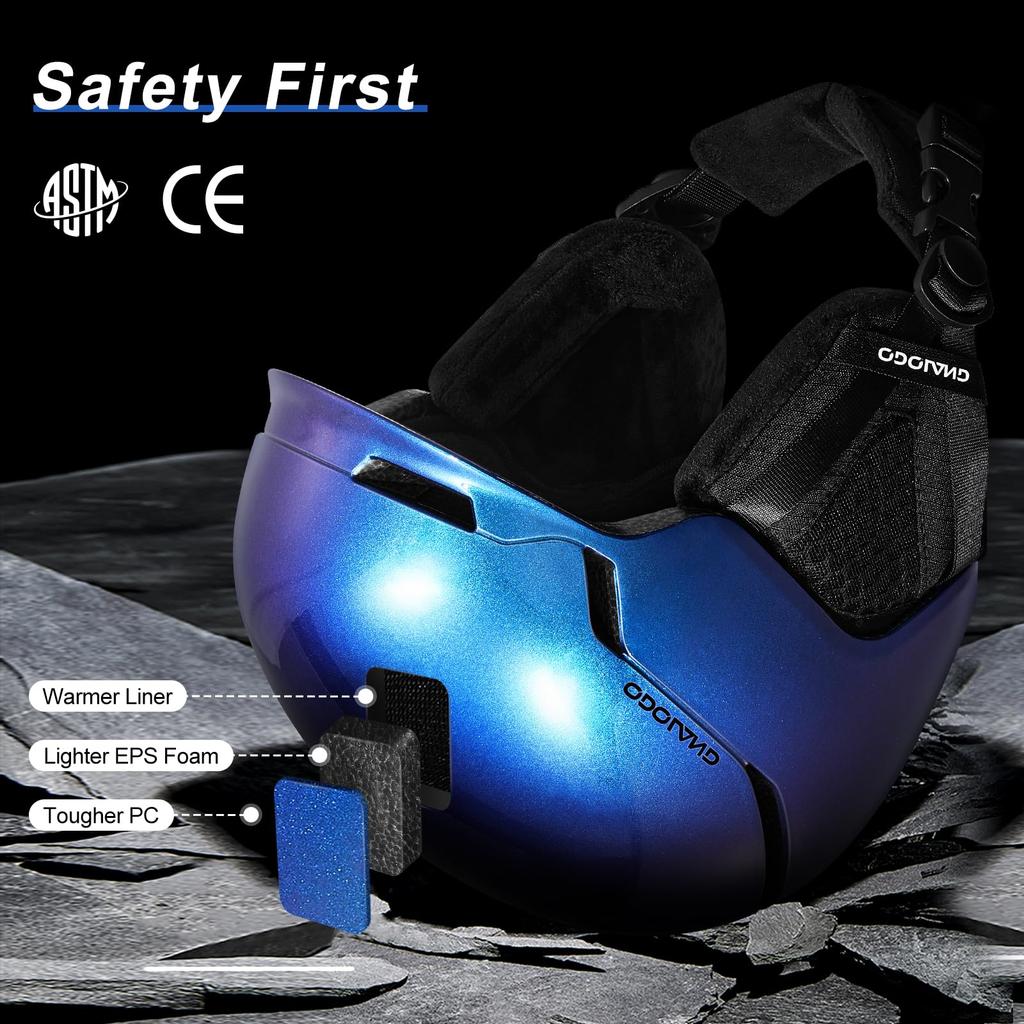 Odoland Sparkling Ski and Snowboard Helmet with Adjustable Goggle EPS Impact Fashionable Snow Helmet for and Kids Size, Strap, Resistant,