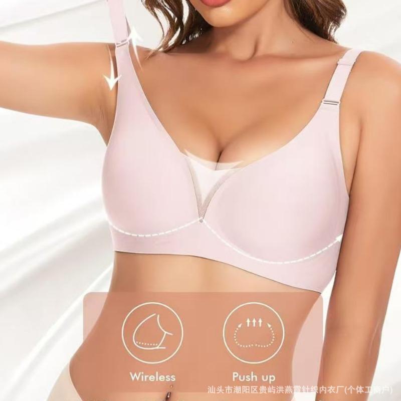 Women s Plus Size Seamless Wireless Bra, Adjustable Strap Full Coverage Comfort Bra S розовый