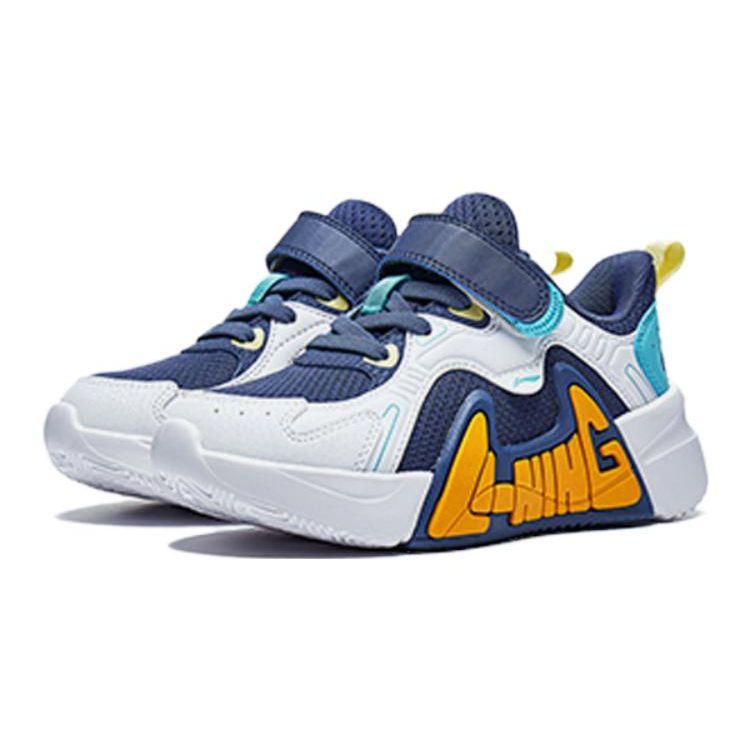 Li Ning Comfortable Versatile Non-Slip Shock Absorbing Low-Top Running Shoes Kids Sneakers Blue White YKNT124-1