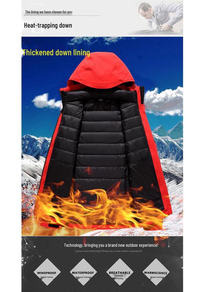 Men's and Women's Outdoor Gore-Tex Down Jacket: 3-in-1 Winter Windproof, Waterproof, Detachable for Mountaineering