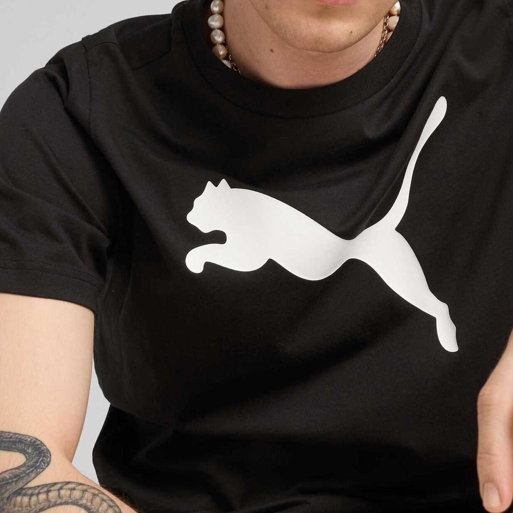 Puma Color Block Logo Comfortable Durable Casual Short Sleeve T-Shirt Men Tops Black 690410-01