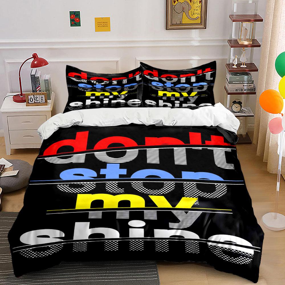 

Bold colorful text. Bedding sets Duvet cover sets Duvet covers Pillowcases(1 * Duvet Cover 2 * Pillowcases, without duvet insert) 135x200cm