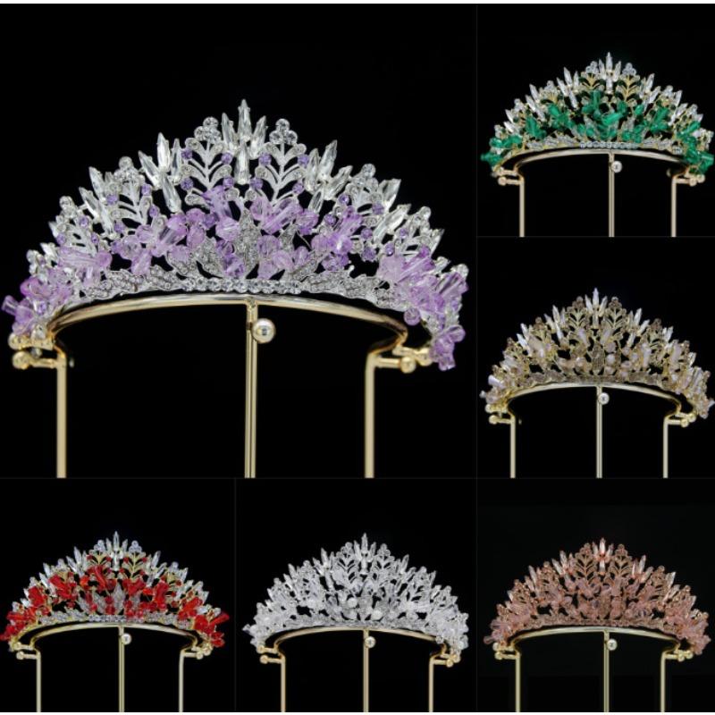 Neue europäische und amerikanische Zirkon Brautkrone Kopfschmuck Metallgalvanisierung Koreanische Version mit Diamantkrone Hochzeit Haarschmuck