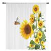 Sunflower Plant Butterfly Bouquet Leaves Flower Chiffon Sheer Drapes Living Room Bedroom Decor Window S Curtain