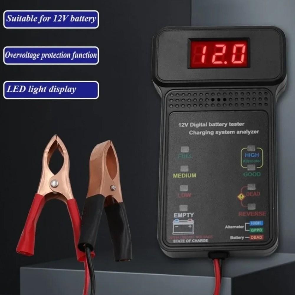 with Alligator Clips 12V Digital Battery Tester Automotive Cranking System Tester  Electrician Tool