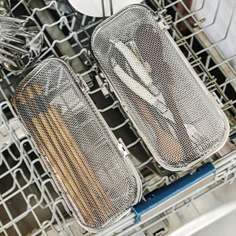 Silverware Basket Set for Dishwasher, 304 Stainless Steel Open-Grid Baskets with Rounded Shape for Grouping Forks, Spoons, Chopsticks and Small Pieces