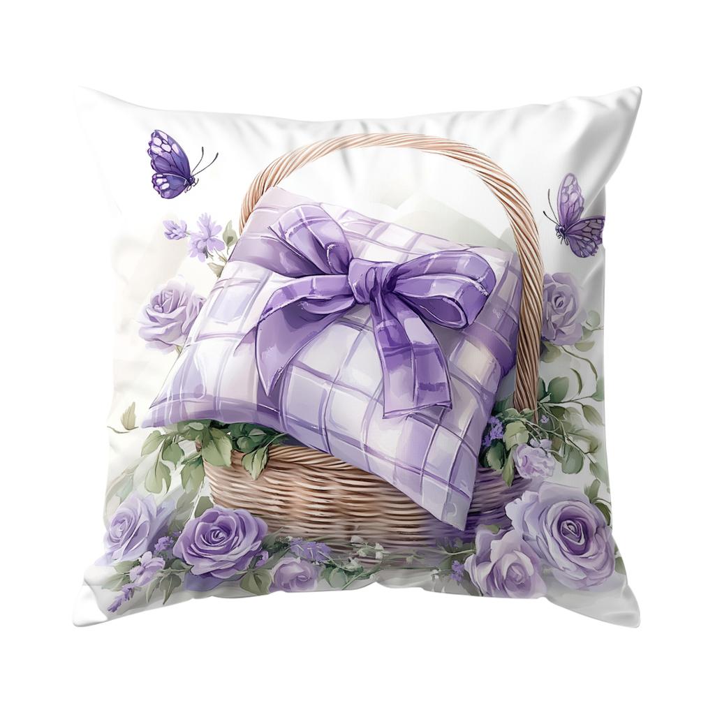 Purple Lavender Rose Cushion Cover Bedroom Car Home Sofa Decorative Pillowcase Vintage Throw Pillow Case