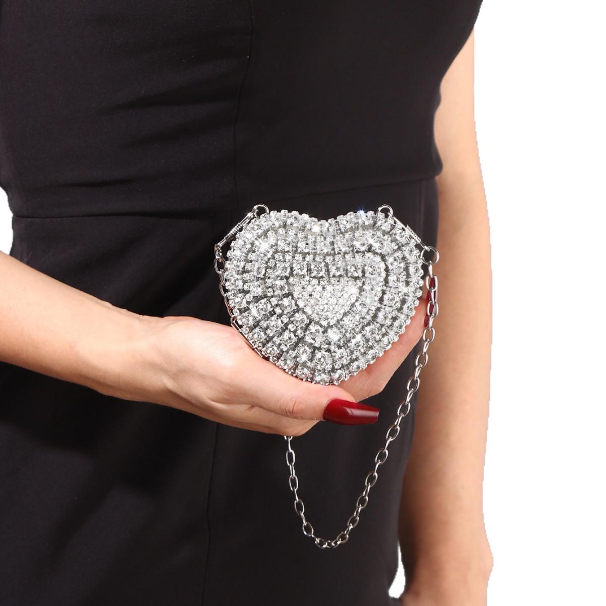 

Сумка-кроссбоди в форме губ европейско-американской моды, инкрустированная стразами в форме сердца