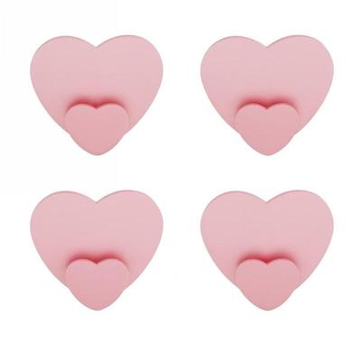 ZNMW Pink Heart Adhesive Hooks