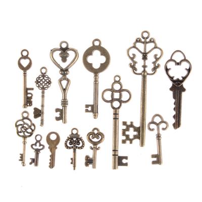 13 Sztuk Mix Biżuteria Antyczne Vintage Stary Wygląd Szkielet Klucze Tone Charms Wisiorki