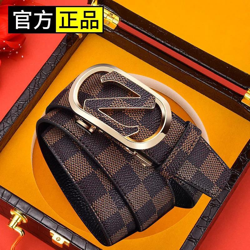 

The First Layer Of Cowhide Men S Belt, The New Middle-Aged And Young People Automatic Buckle Leather Belt, Fashionable And Simple Jeans Belt 130cm