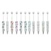 6pcs Glittering Beadable Pen Ballpoint Pen Black Ink Pen 1.0mm Smooth Writing Pen Rhinestones Fancy Pen School Supplies