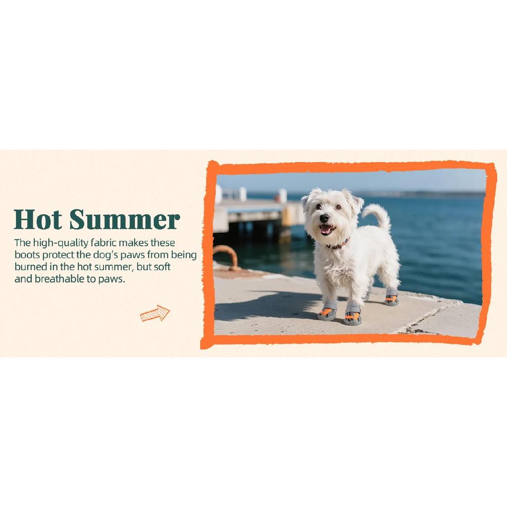 ATUBAN Dog Shoes for Dogs,Hot Pavement Summer Puppy Dog Boots & Paw Protectors with Soft Anti-Slip Rubber Sole, Walking Running