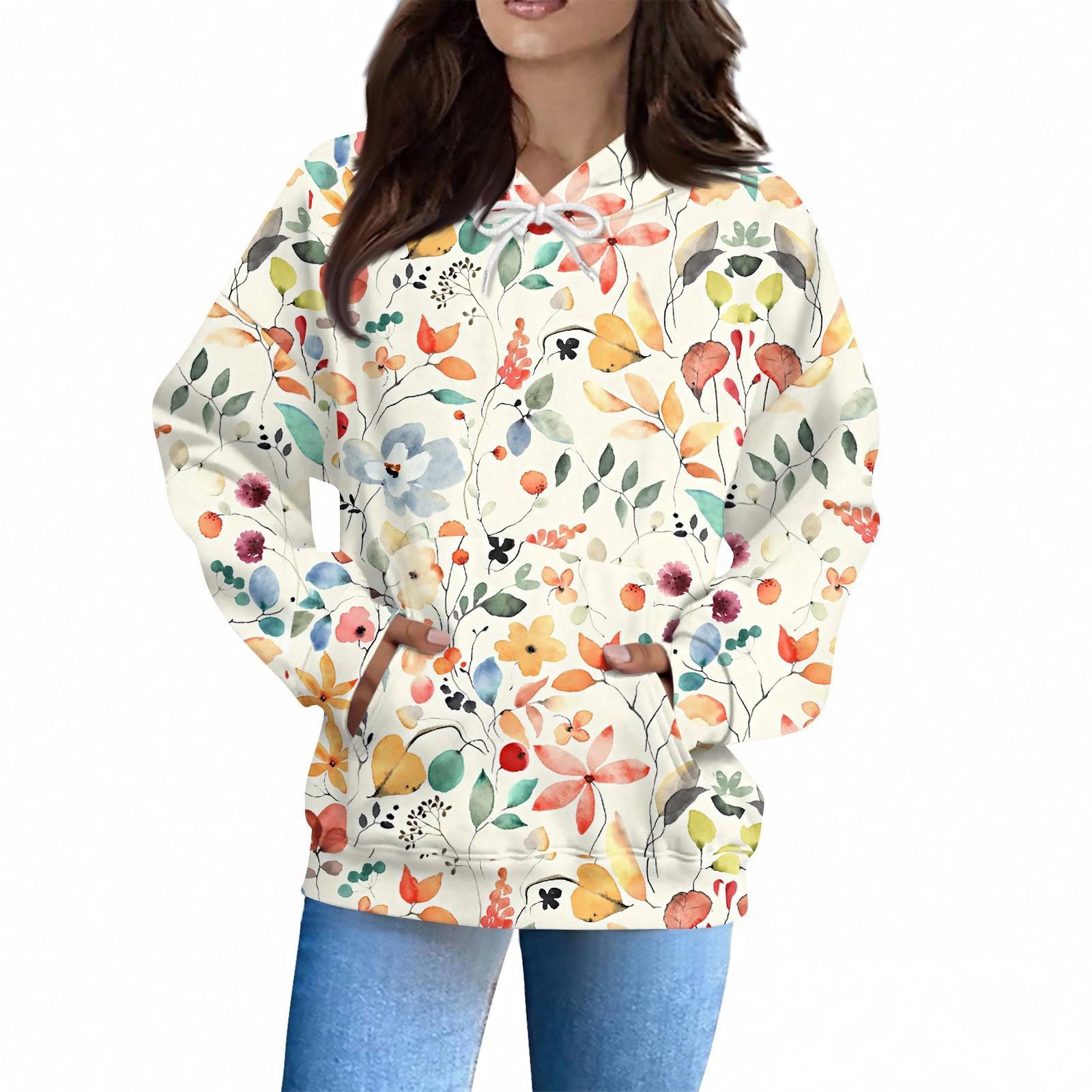 

Women s Fashion Daily Casual Hoodie Long Sleeve Printed Top L золотий