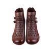 Flat bottom leather hollow short boots women's spring new mesh mesh soft sole thick heel retro Martin cool boots women