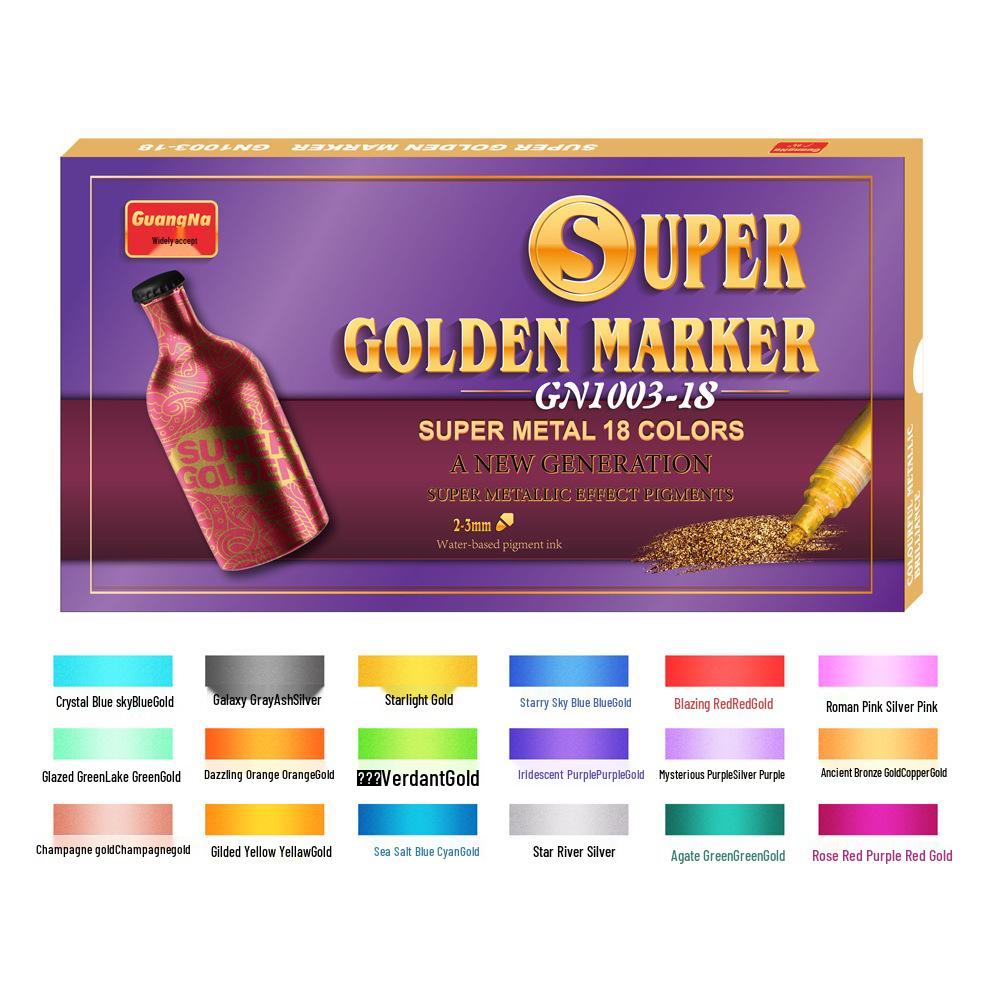 Marcador Metálico Super Dorado Flash para Tarjeta Negra, Destellos en Fotos, Álbumes DIY y Manualidades de Graffiti
