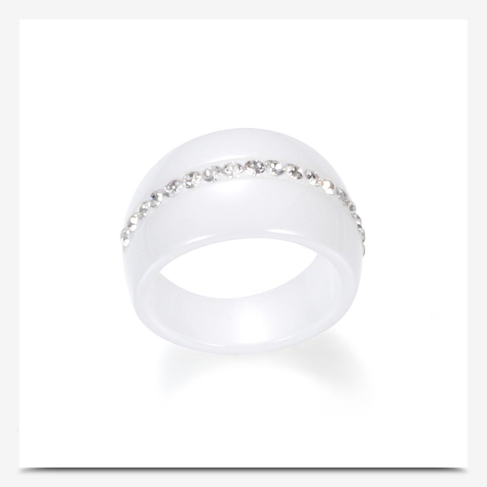 European & American 14MM Large Black & White Diamond-Set Ceramic Couple Rings - Elegant & Fashionable.