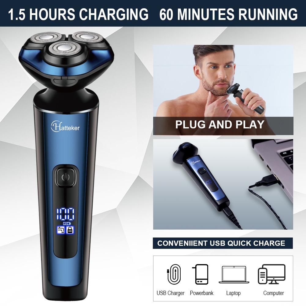 Hatteker Electric Shaver Man‘s Hair Clipper 3 In 1 Electric Razor Rotary Shaving Machine Rechargeable Grooming Kit Wet/Dry