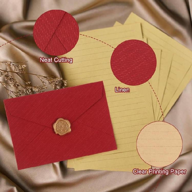 35Pieces Stationery Set Includes Envelopes Writing Paper Candle Seal For Wedding Birthday Invitations Scrapbooking