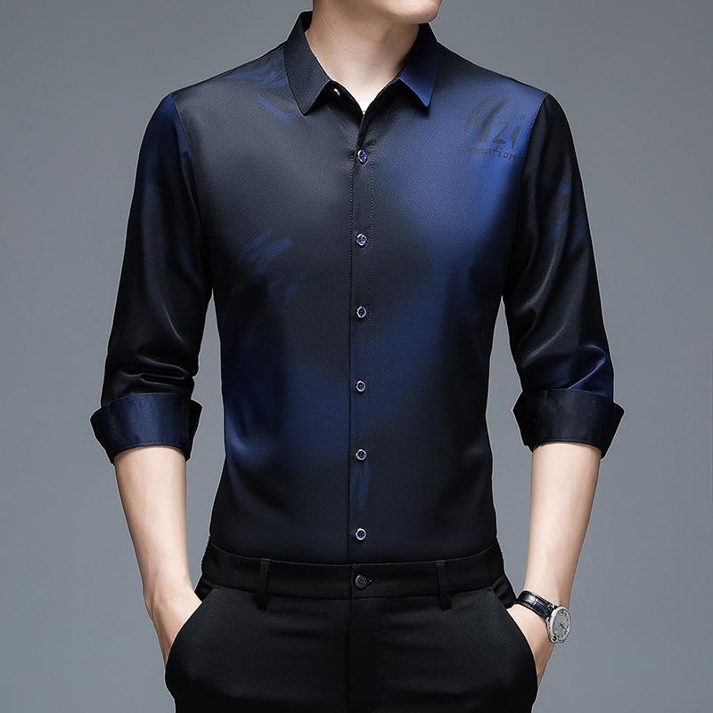 Camicia casual da uomo Camicia con colletto rialzato per ufficio aziendale